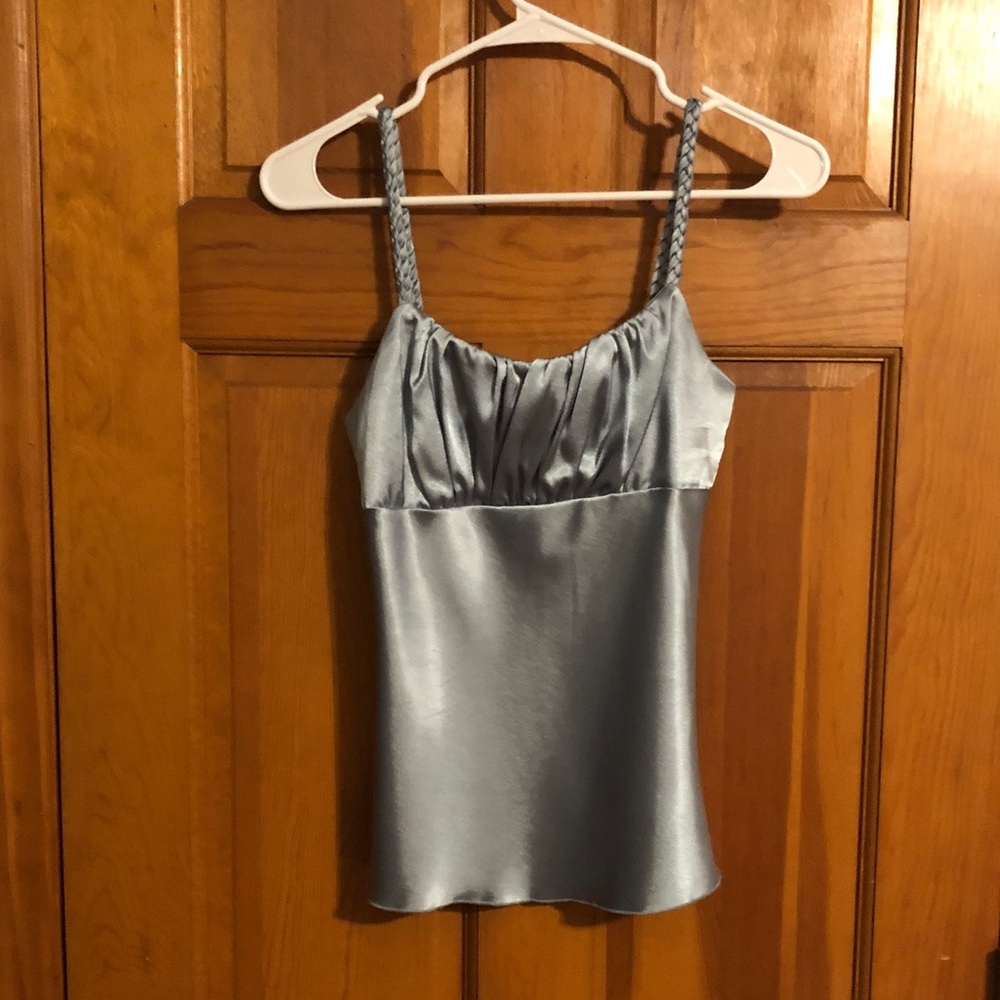Iz Byer Light Blue Satin Camisole with Braided Straps